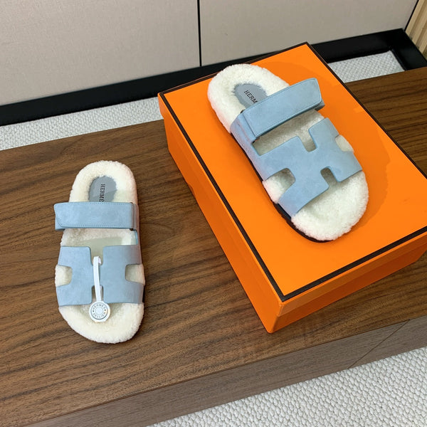 HM Chypre Sandal Cloud Blue Mix White Wool And Cowhide Lining 984208