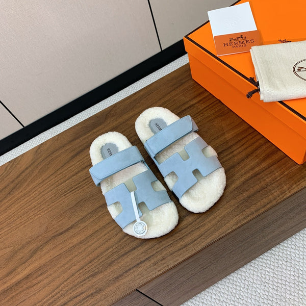 HM Chypre Sandal Cloud Blue Mix White Wool And Cowhide Lining 984208