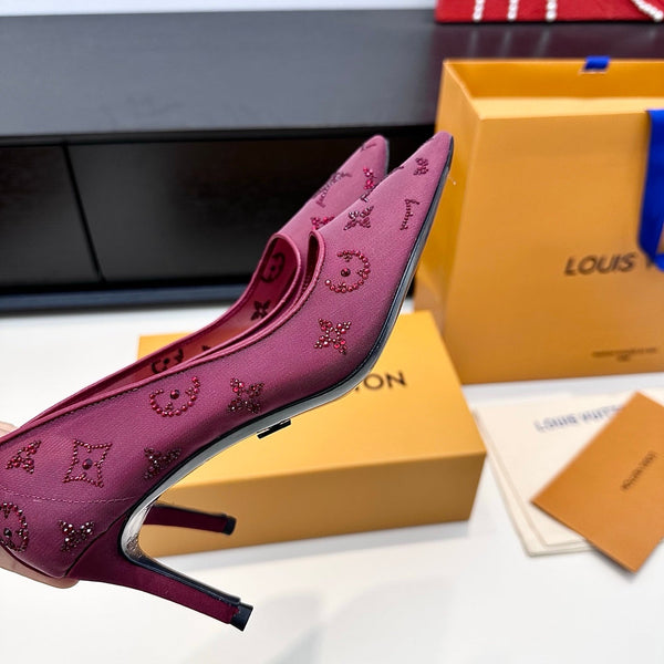 LV GALA High Heels Series Shoes 75mm Mulberry Mesh 542217