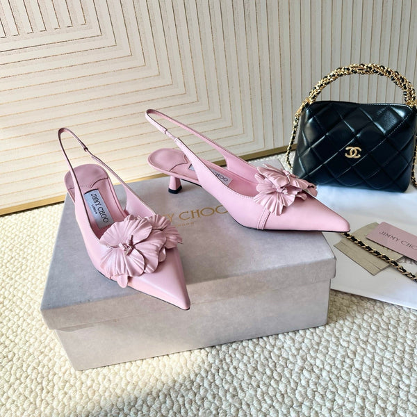 Jimmy Choo Skye Corsage Slingback Pink Sheepskin 669833
