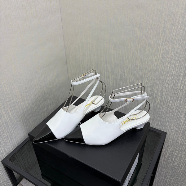 CC 2026 Slingback 4cm White Patent Leather 688713