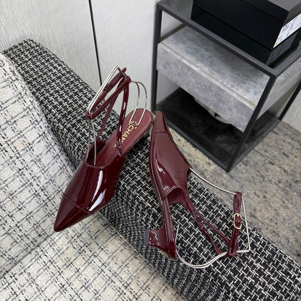 CC 2026 Slingback 4cm Burgundy Patent Leather 688714