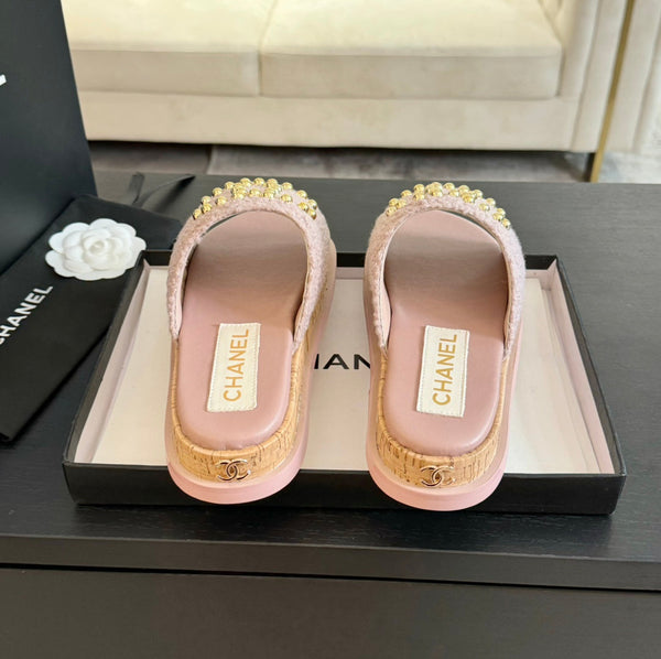 CC 25C Slippers Pink Satin Fabric 212977