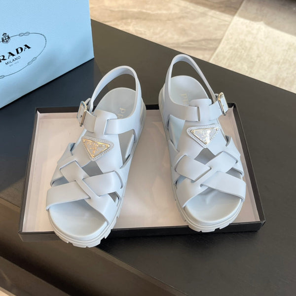 PRA CRISSCROSS RUBBER SANDALS PASTEL SKY CALFSKIN