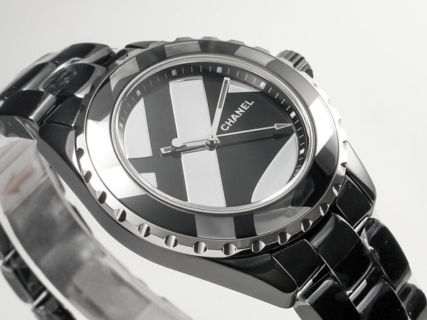 J12 38mm Automatic Limited Untitled H5582 Black Ceramic Black Steel Dial