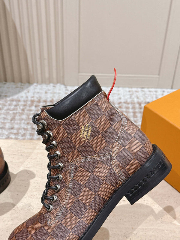 LV Ankle Boots Brown Damier Canvas 555691