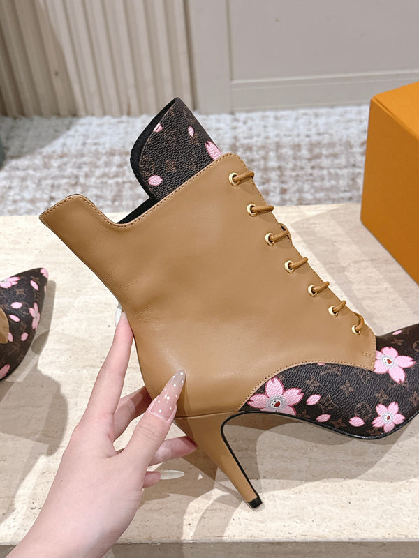 LV AW25 Ankle Boot Brown Monogram Canvas & Plain Calf Leather 555616