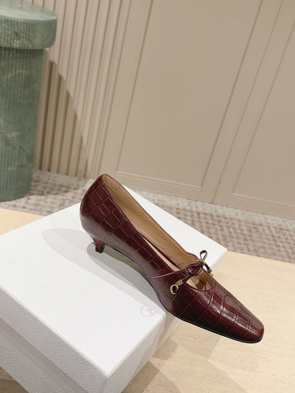 CD Muse Pump 4cm Brown Crocodile-Printed Calfskin 694199
