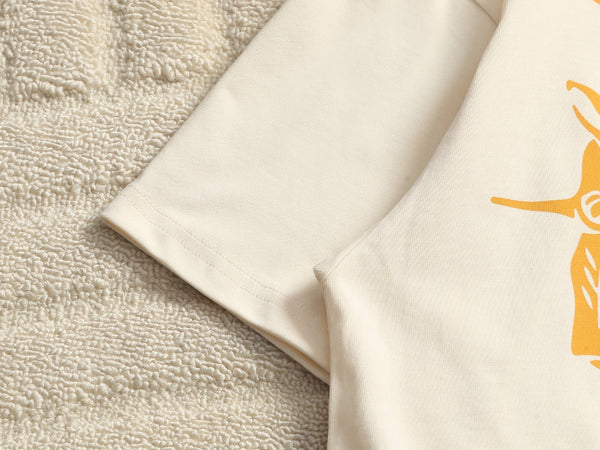 Burberry Men Knight Oversized T-Shirt Cream Yellow Cotton