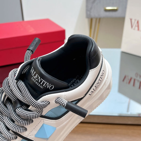 VT 2025 Garavani Sneakers White Black Blue Cowhide 546975