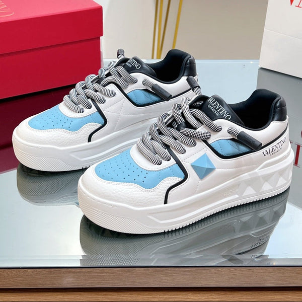 VT 2025 Garavani Sneakers White Black Blue Cowhide 546975