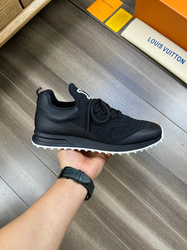 LV SNEAKERS IN BLACK MESH BREATHABLE FABRIC AND CALFSKIN