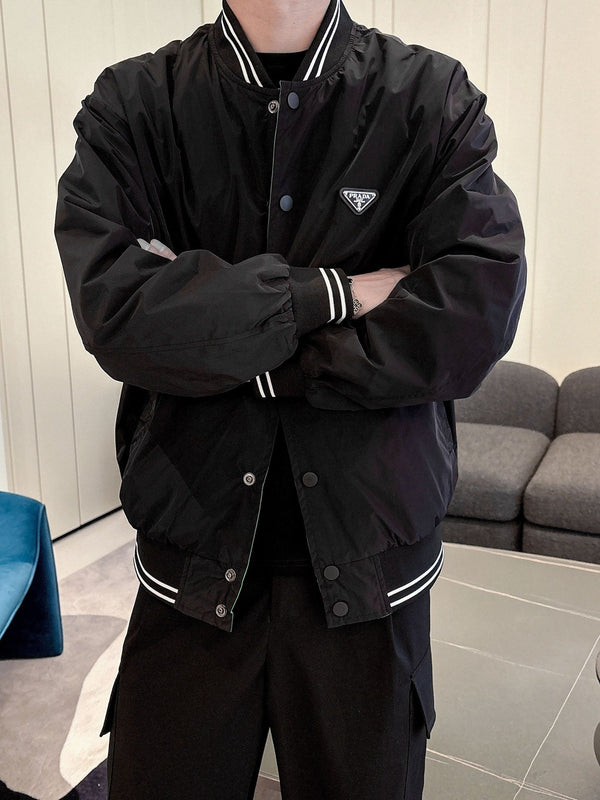 Prada Men’s Reversible Bomber Jacket Re-Nylon Cotton Fleece