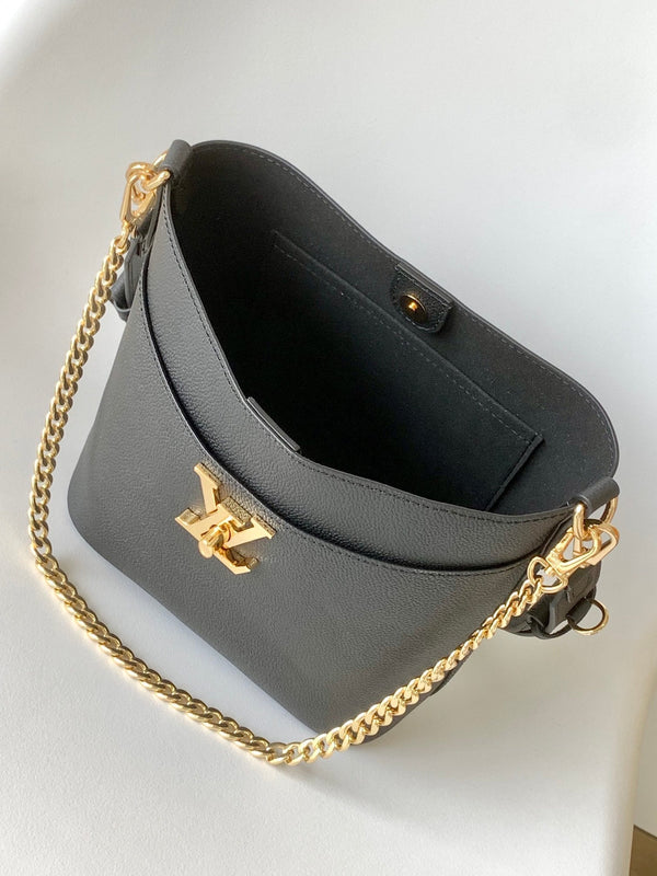 LV Lock and Walk Bag Black Gold Cowhide 241220
