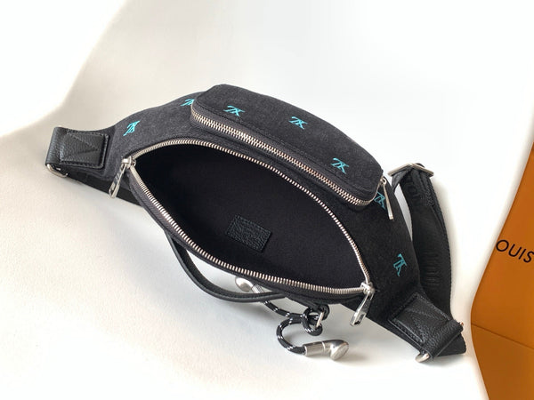 LV M13961 Rush Bumbag Black LV Blason Denim & Cowhide