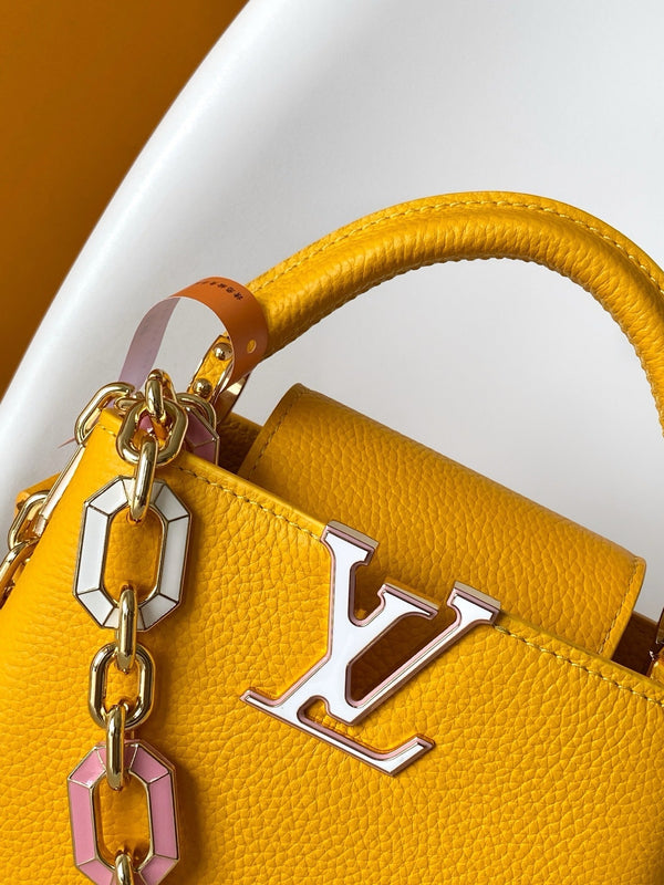 LV M25232 Capucines BB Handbag 21cm Orange Taurillon Cowhide GHW