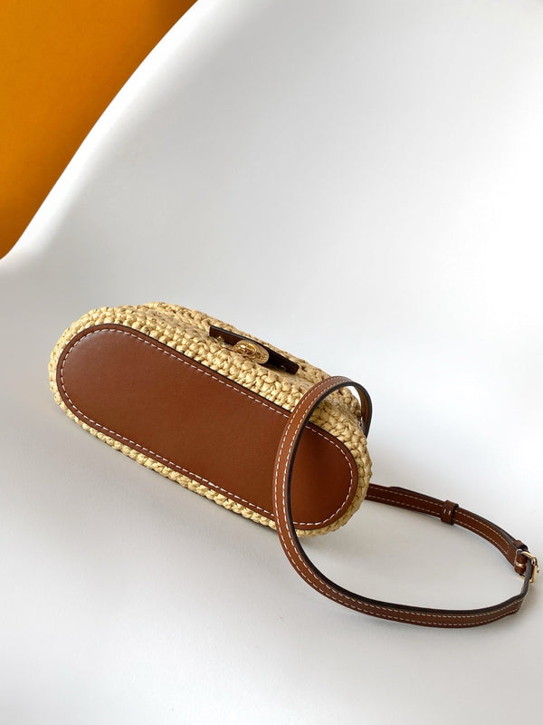 LV Vanity Chain Pouch 19cm Brown Raffia & Cowhide GHW