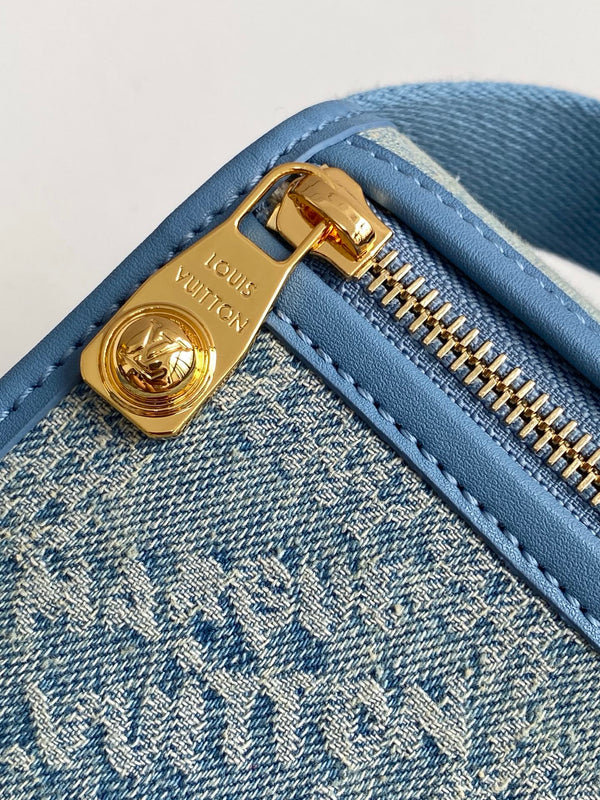 LV Bosphore Mini Handbag 19cm Blue Denim Cotton GHW