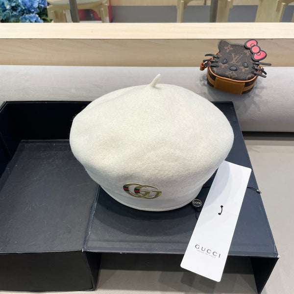 BERET HAT IN WHITE WOOL 406971