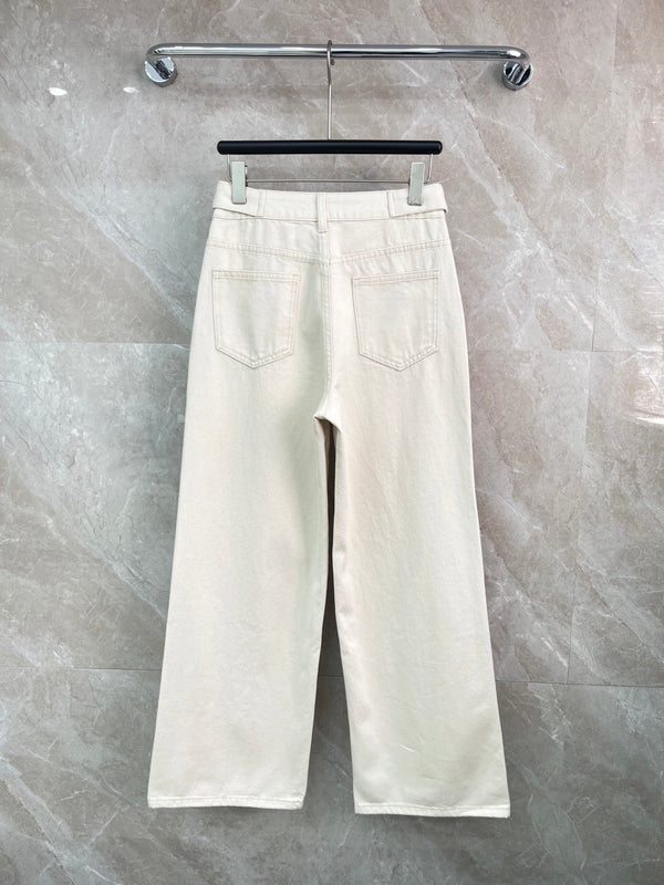 CD Quilted Pocket Wide-Leg Jeans Off-white Denim Cotton 351186
