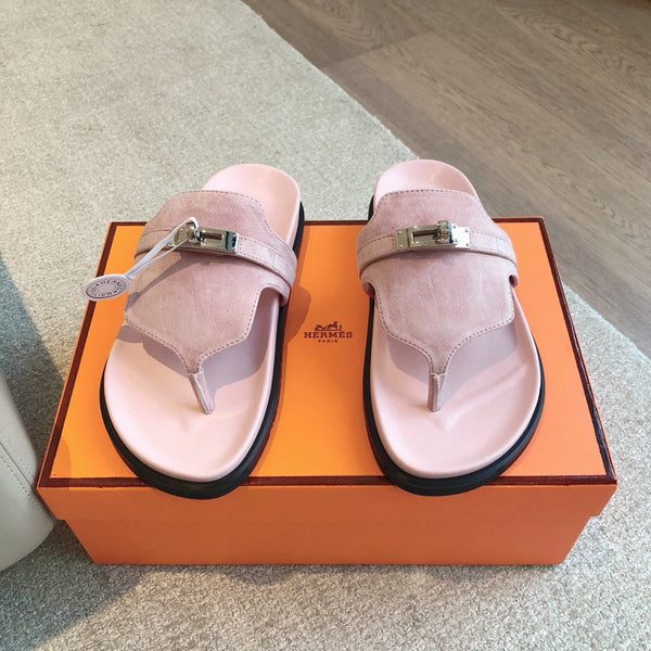Empire Sandal Light Pink Lambskin Suede Goatskin