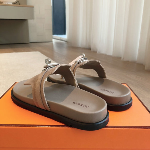 Empire Sandal Brown Lambskin Suede Goatskin