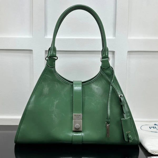 Prad 2026 Soft Lux Medium Tote Bag 39cm Patent Calfskin
