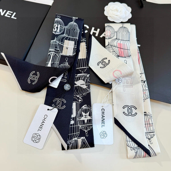 CC Twilly Mini Scarf 120cm White Mulberry Silk 929777