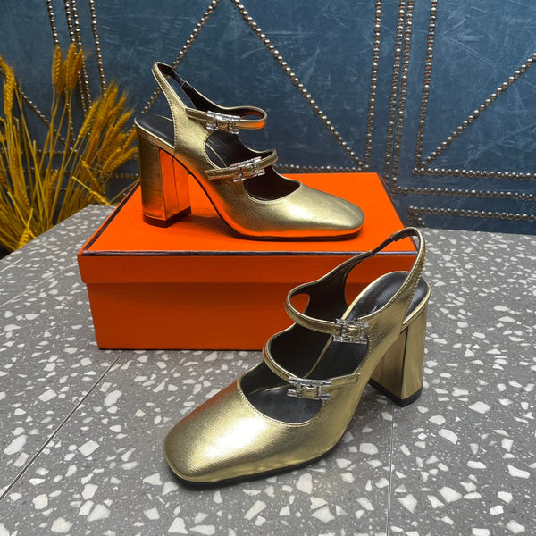 HM Jackie 80 Pump Gold Cowhide 962921