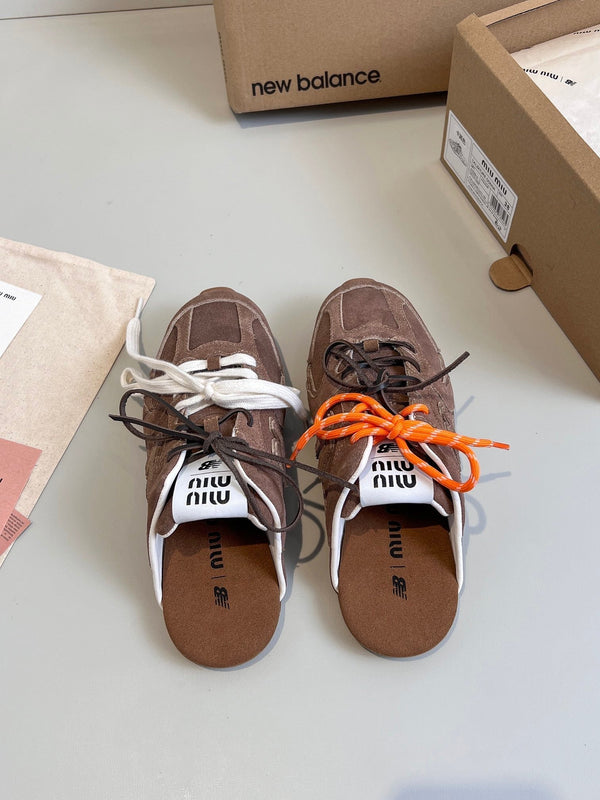 Miu x NB 530 SL Mules Dark Brown Suede Leather 642516