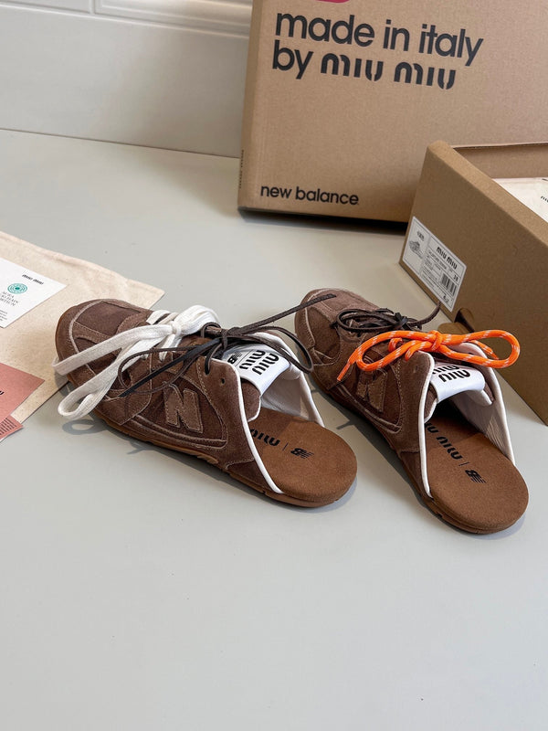 Miu x NB 530 SL Mules Dark Brown Suede Leather 642516