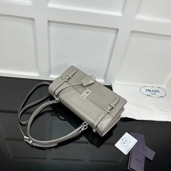 Prad 2026 Medium Shoulder Bag 32cm Patent Calfskin