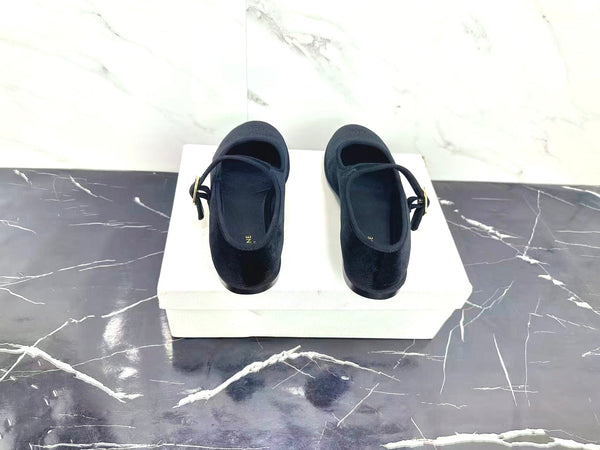 Celine 25 Eve Triomphe Ballet Flat Blue Velvet 547726