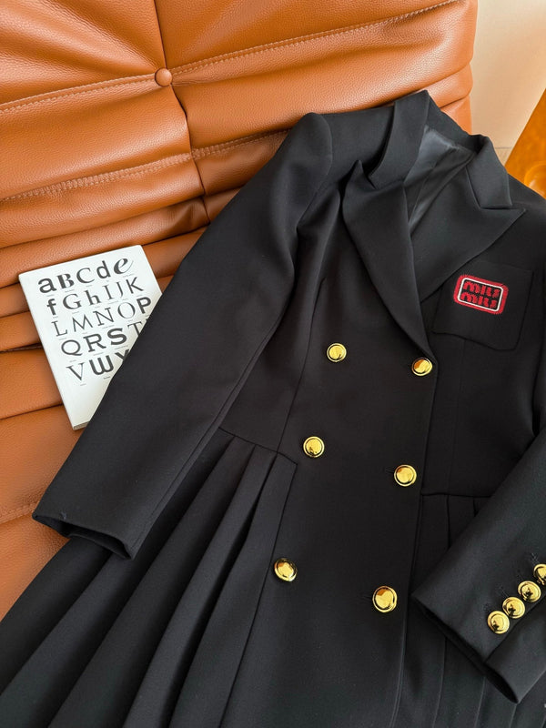 Miu Miu 25 Suit Dress Black Wool Polyester