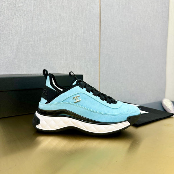 CC 26s Low-Top Chunky Sneakers Light Blue Suede Mesh Textile 980833