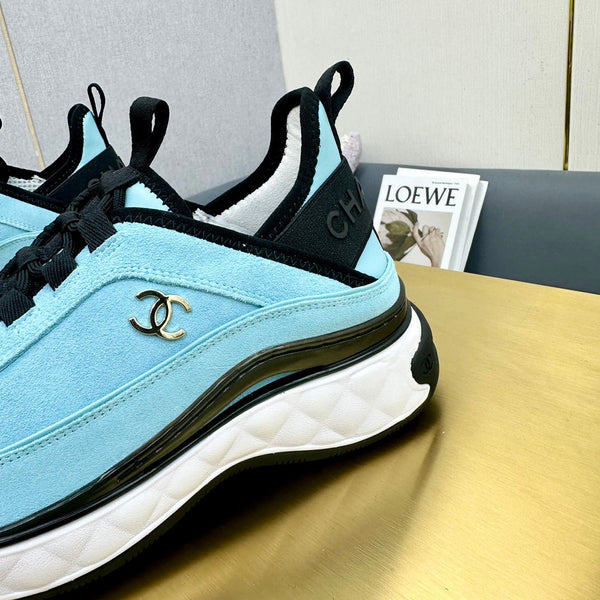 CC 26s Low-Top Chunky Sneakers Light Blue Suede Mesh Textile 980833