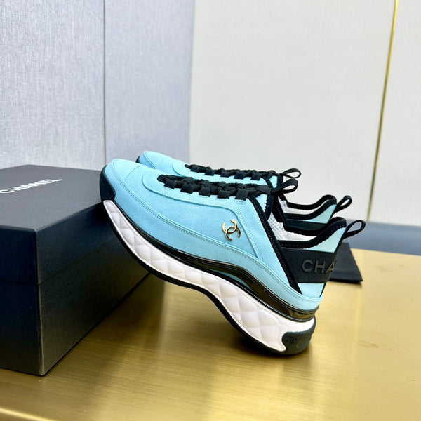 CC 26s Low-Top Chunky Sneakers Light Blue Suede Mesh Textile 980833