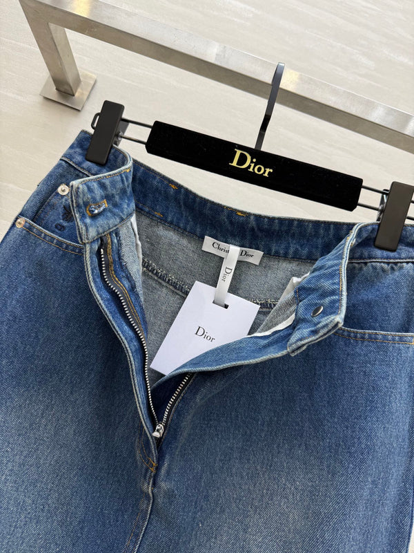 CD 25 Fishtail Denim Skirt Blue Cotton