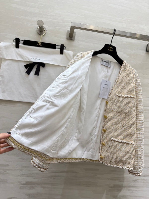 CC 26s Cruise Jacket Beige Tweed Weave & Gold Thread