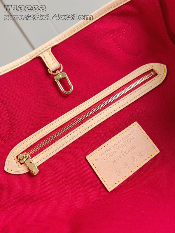 LV x TM Neverfull MM 31cm Brown Cherry Monogram Canvas
