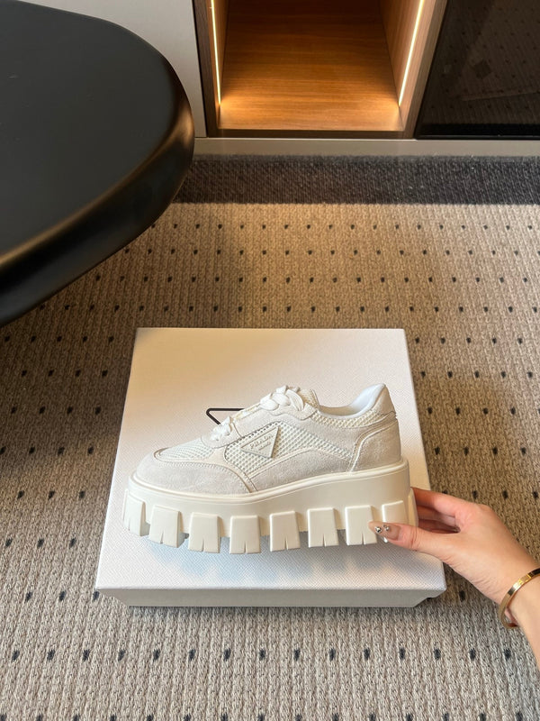 Prad 26s Monolith Sneakers White Suede Mesh Fabric 971700