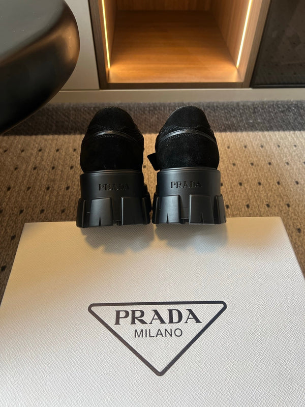 Prad 26s Monolith Sneakers Black Suede Mesh Fabric 971701