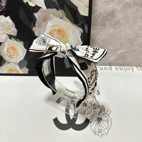 WHITE MIX BLACK SILK HEADBAND 168589