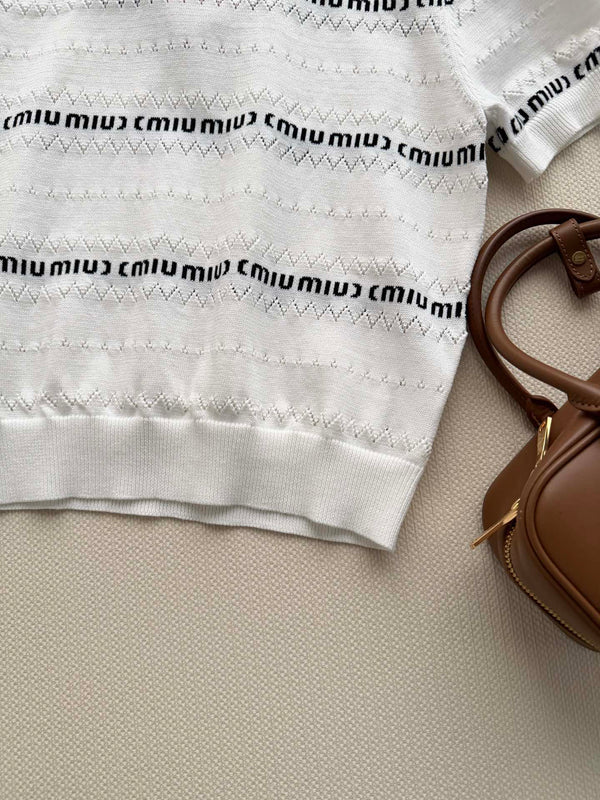 Miu 26s Pullover Black White Knit 363761