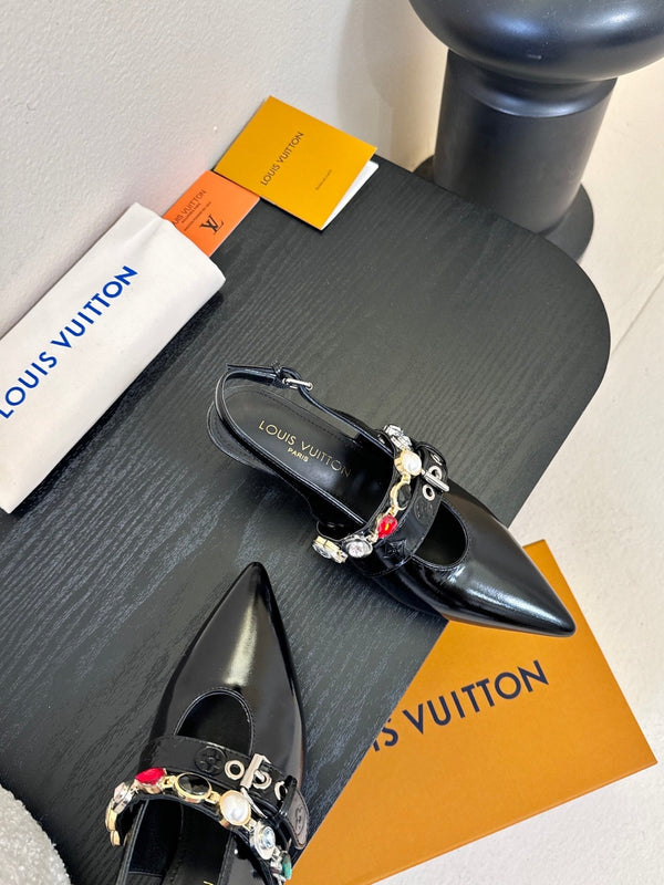LV Vibe Slingback 6cm Black Patent Leather 580333