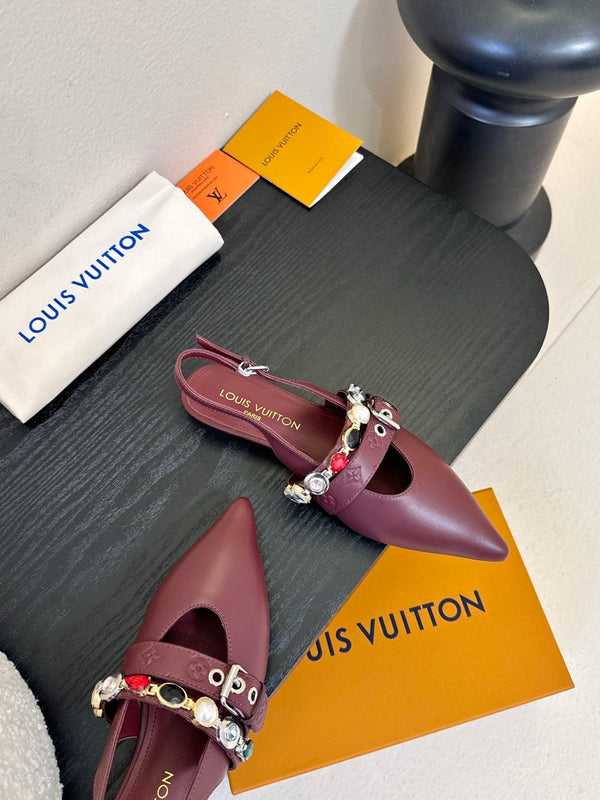 LV Vibe Slingback Flat Dark Burgundy Cowhide 580334