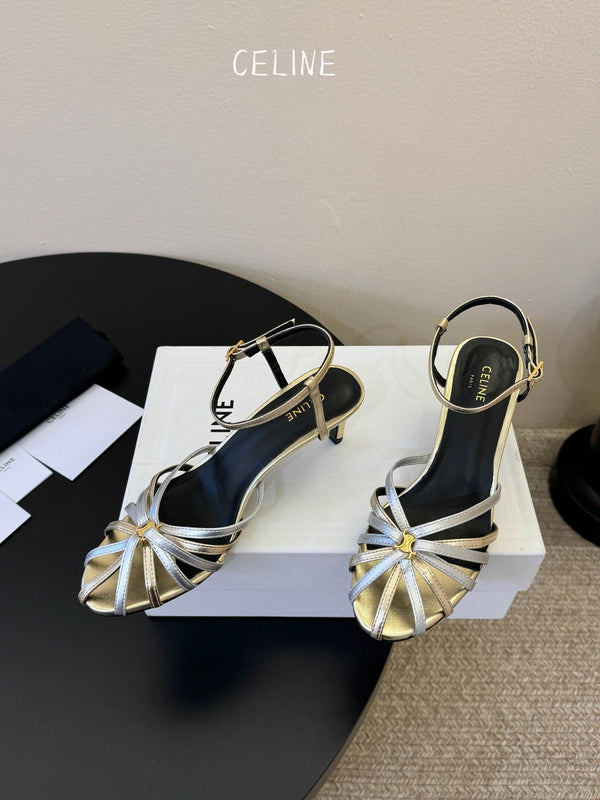CL Triomphe Sandal 6.5cm Sliver Laminated Lambskin 835895