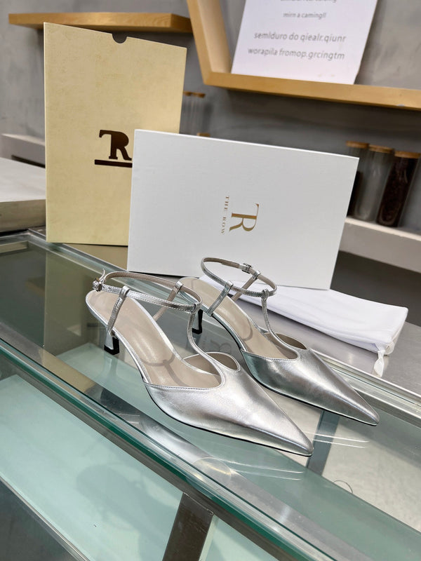 TR 26s Pointed-Toe Slingbacks Sliver Lambskin 997833
