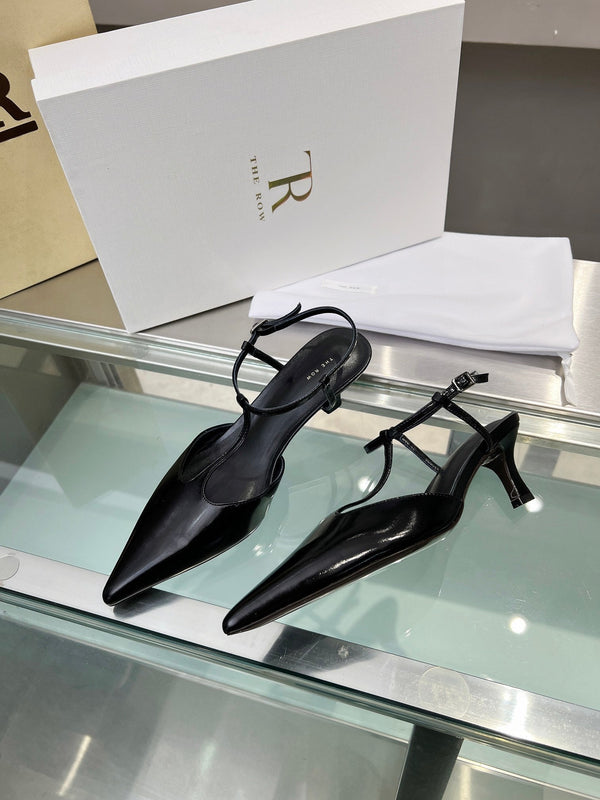 TR 26s Pointed-Toe Slingbacks Black Lambskin 997834