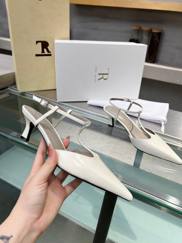 TR 26s Pointed-Toe Slingbacks White Lambskin 997835